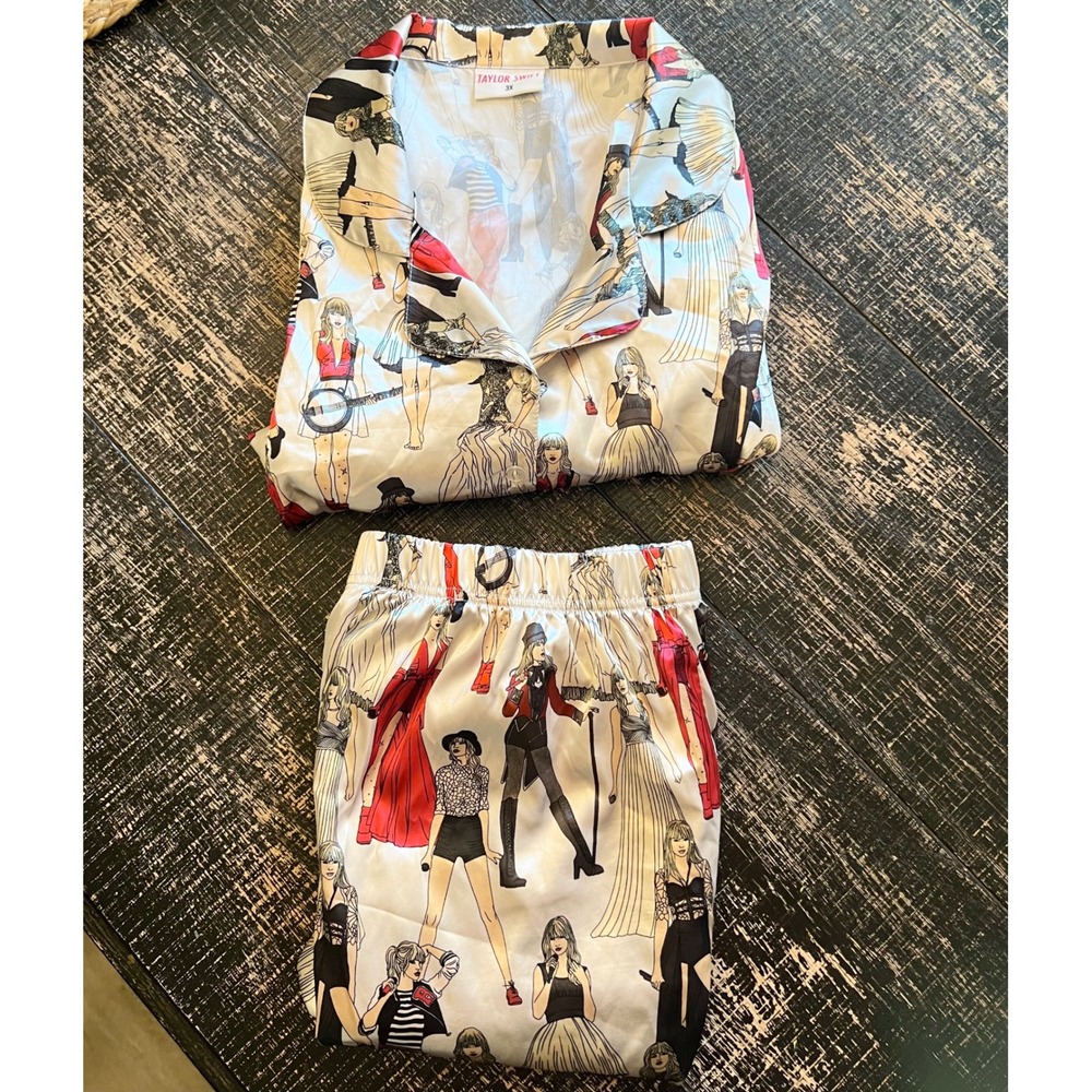 Taylor Swift Official Merch Red Era Satin Pajama Set 3X Swiftie Lounge Set
